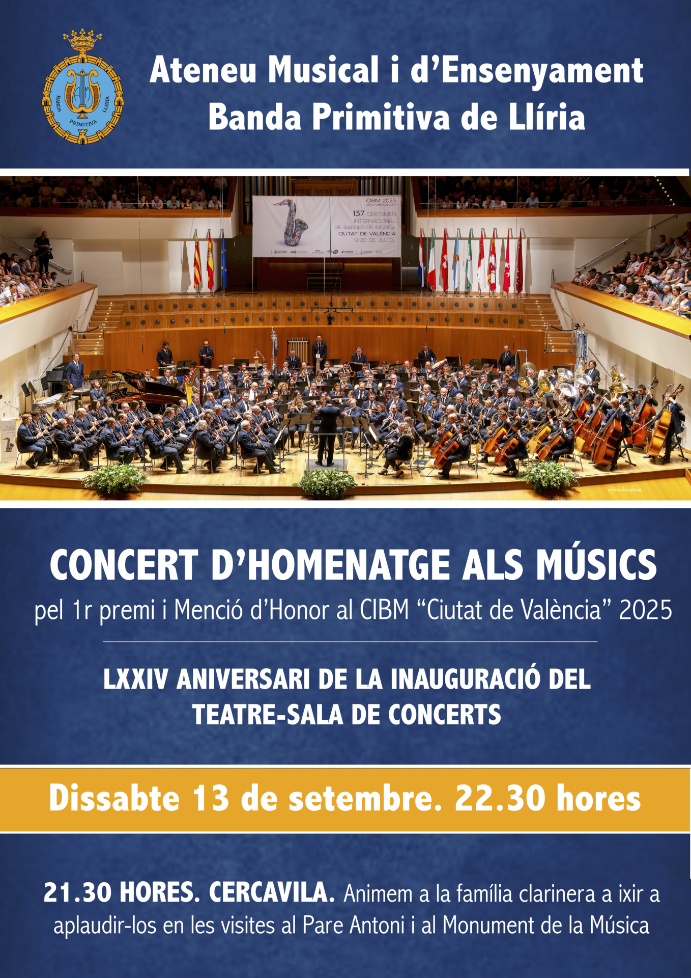 Concert Homenatge als músics pel 1r premi i Menció d’Honor al CIBM “Ciutat de València” 2025
